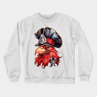 Watercolor Rooster Pirate #4 Crewneck Sweatshirt